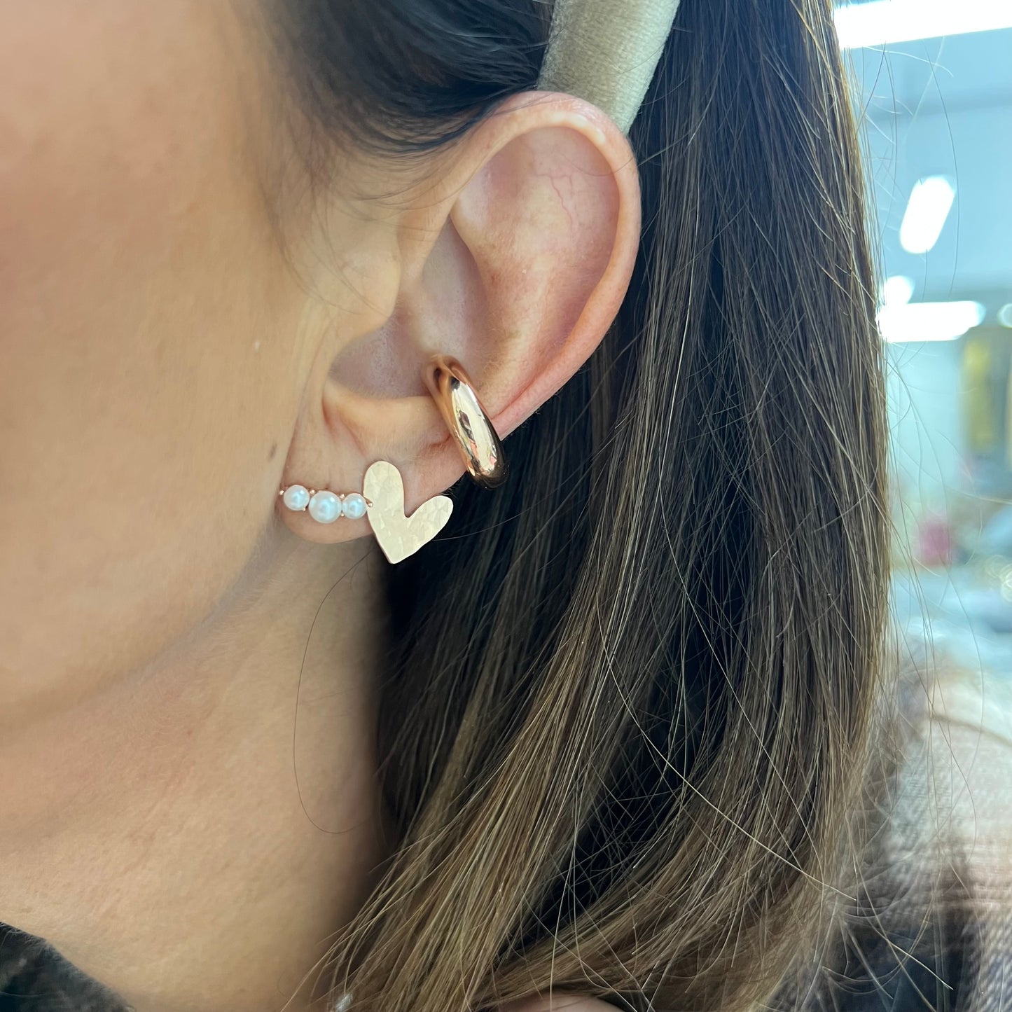 Coppia tris perle lobo base rosè - Lumiere Bijoux