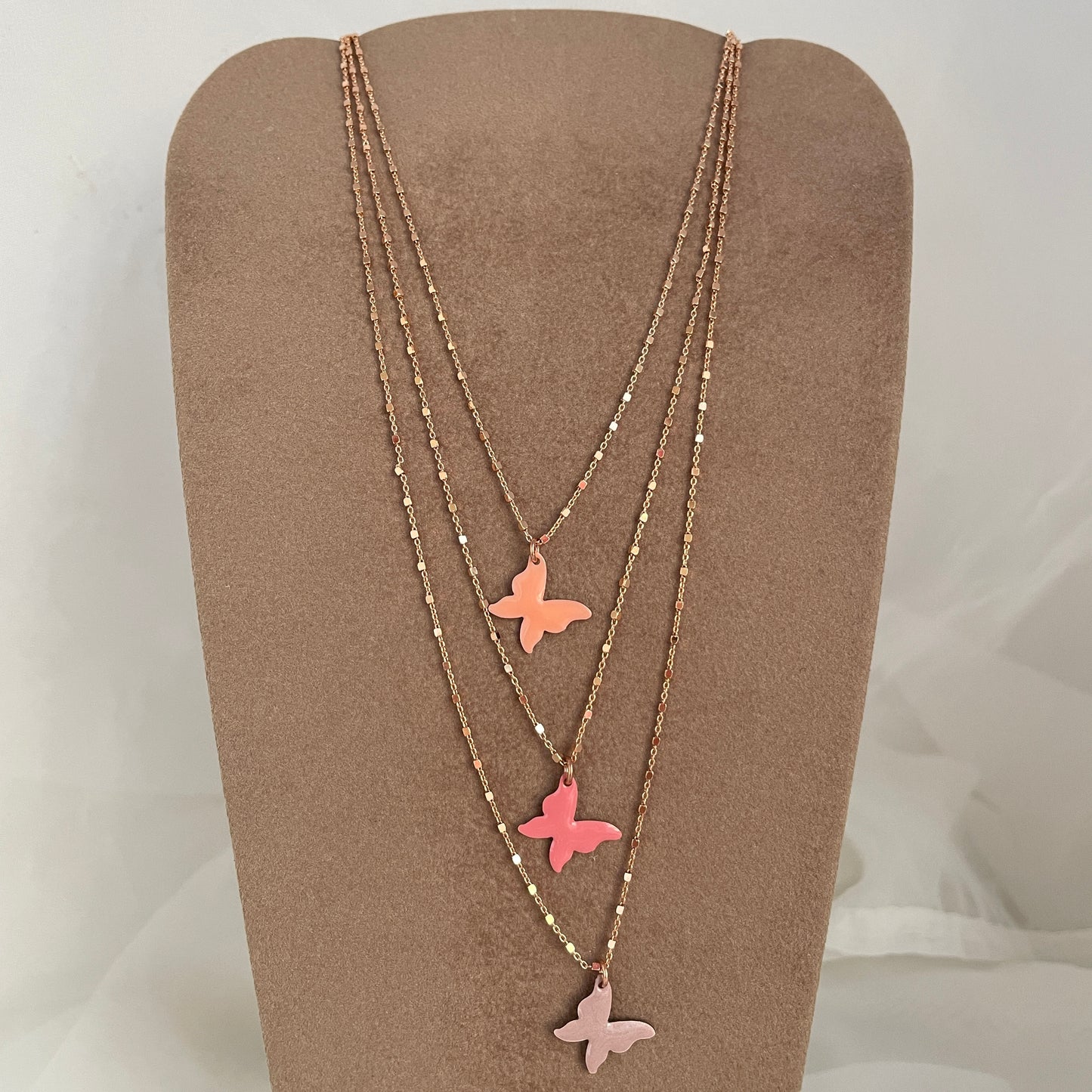 Collana catena dadini con farfalla da 1,5 mm smaltata cm 45 - Lumiere Bijoux