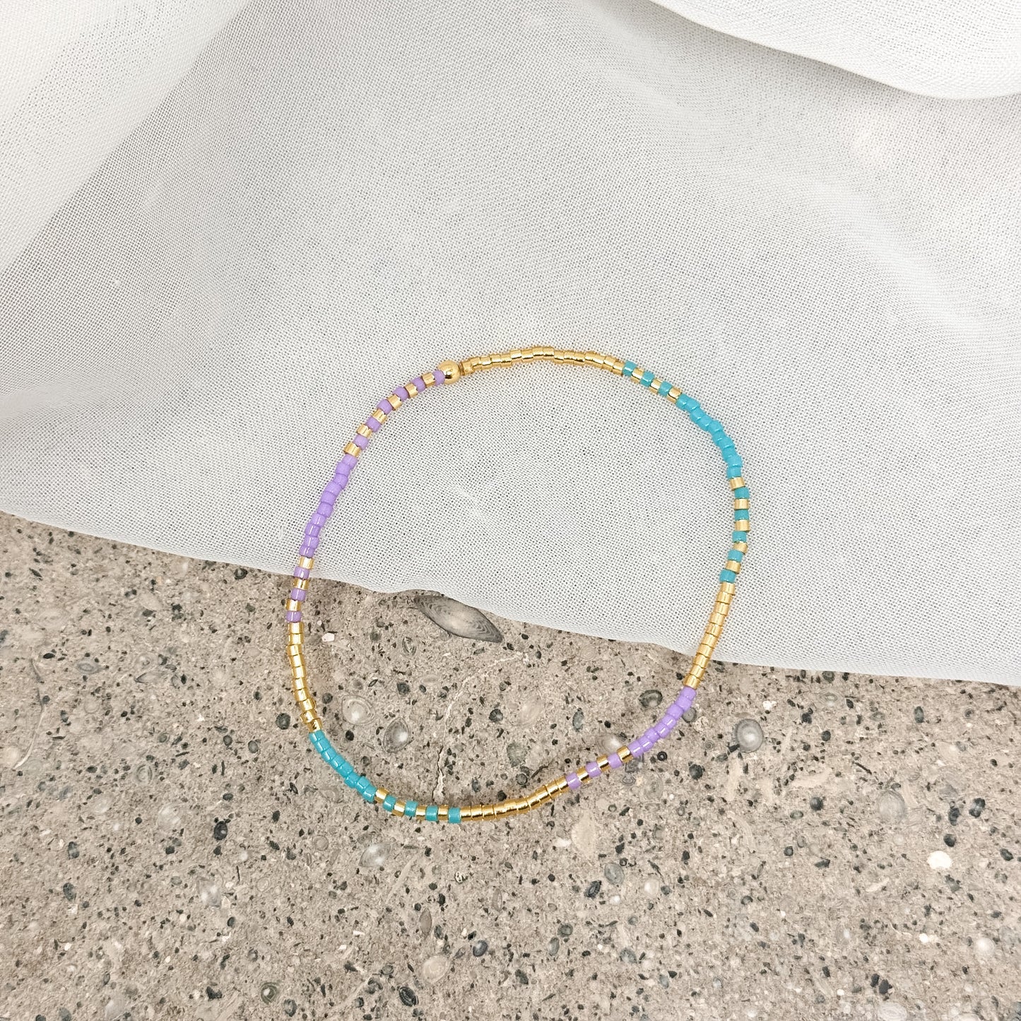 Bracciale elastico miyuki e pietra di luna - Lumiere Bijoux