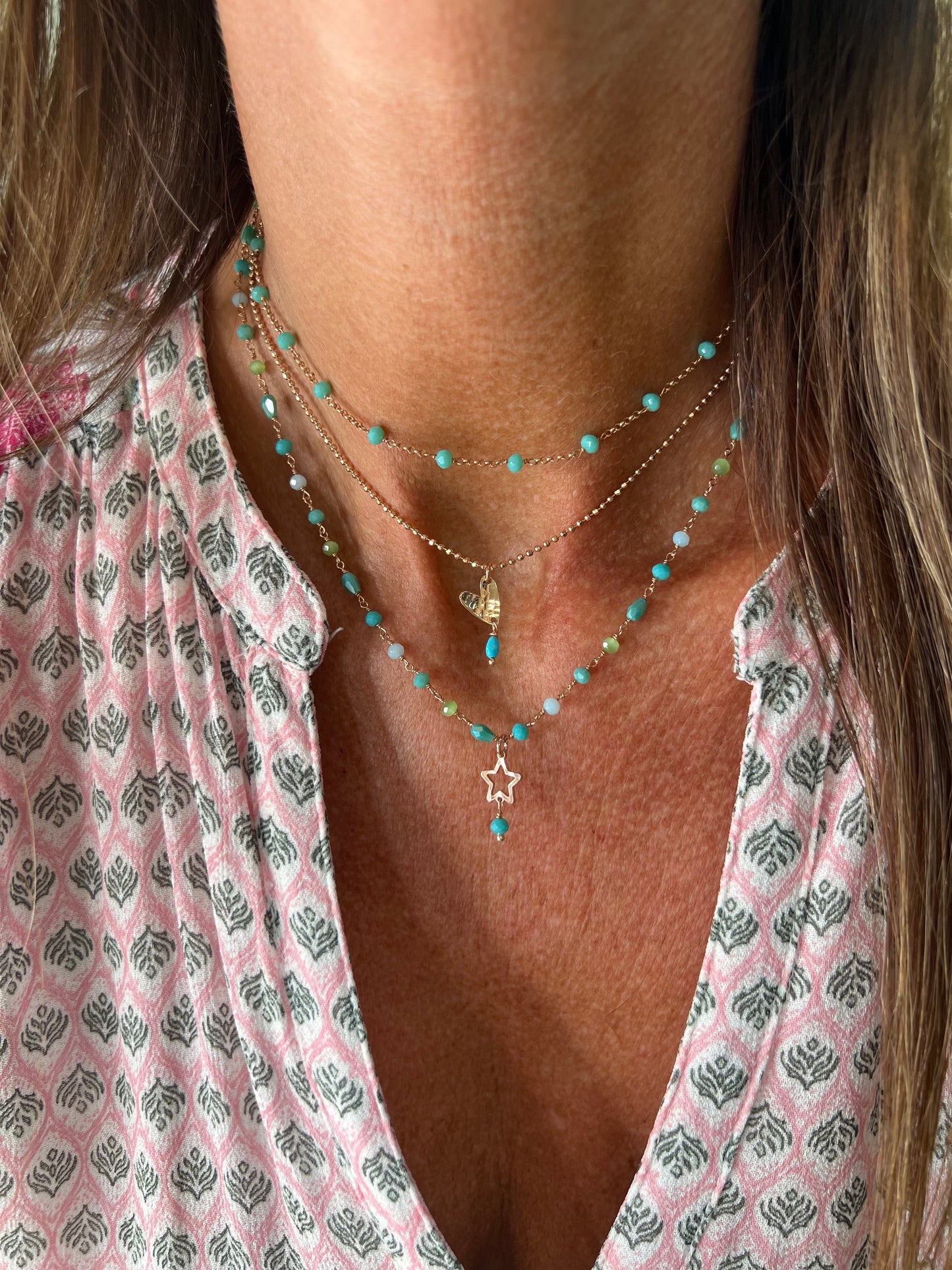 Collana cristalli tiffani multicolore con stella vuota cm 40 - pezzo unico - Lumiere Bijoux