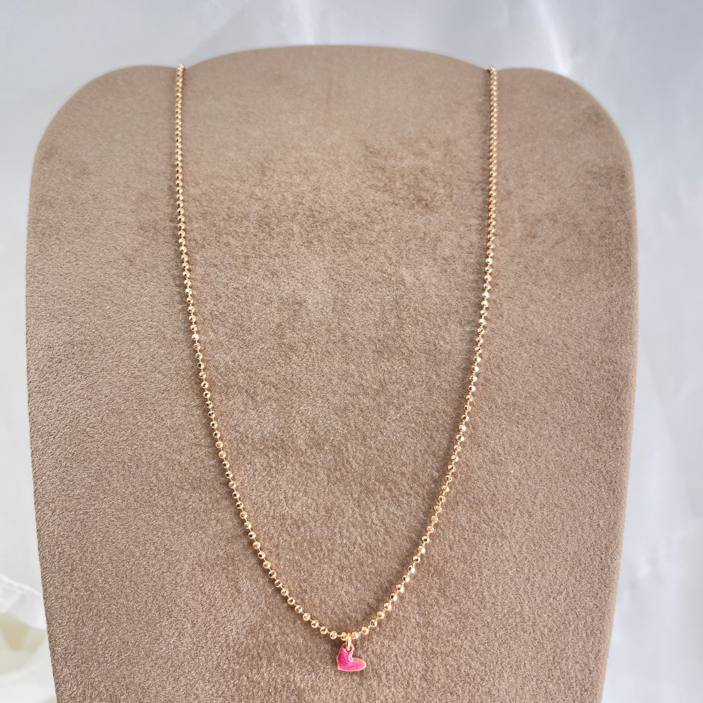 Collana choker militare diamantata micro cuore bacio da 0,5 mm smaltato cm 35 - Lumiere Bijoux