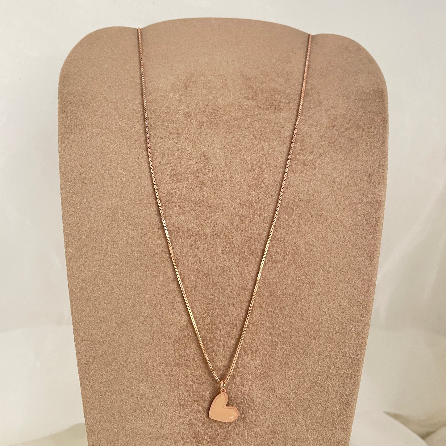 Collana catena veneziana cm 40 con cuore satinato da 1 cm smaltato con contorno - Lumiere Bijoux
