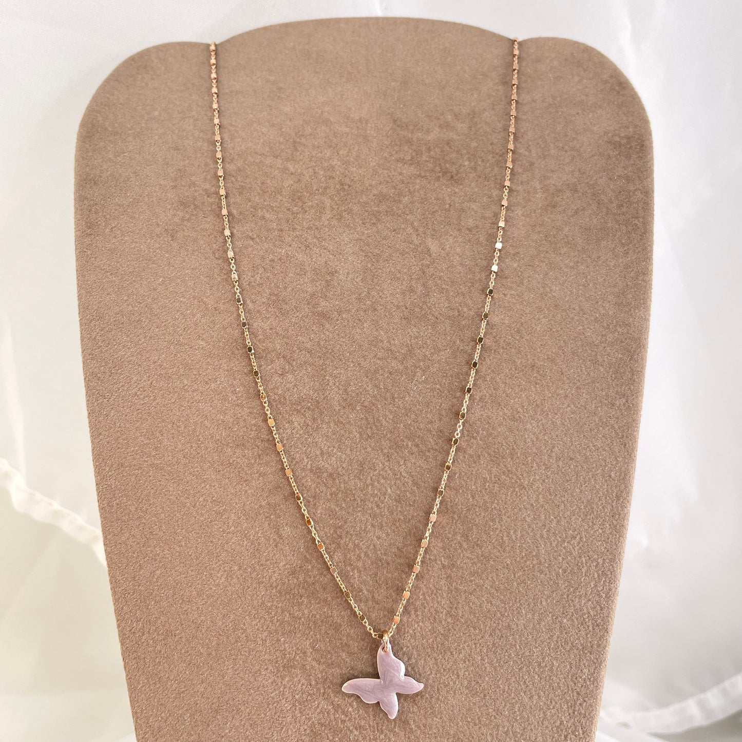 Collana catena dadini con farfalla da 1,5 mm smaltata cm 45 - Lumiere Bijoux