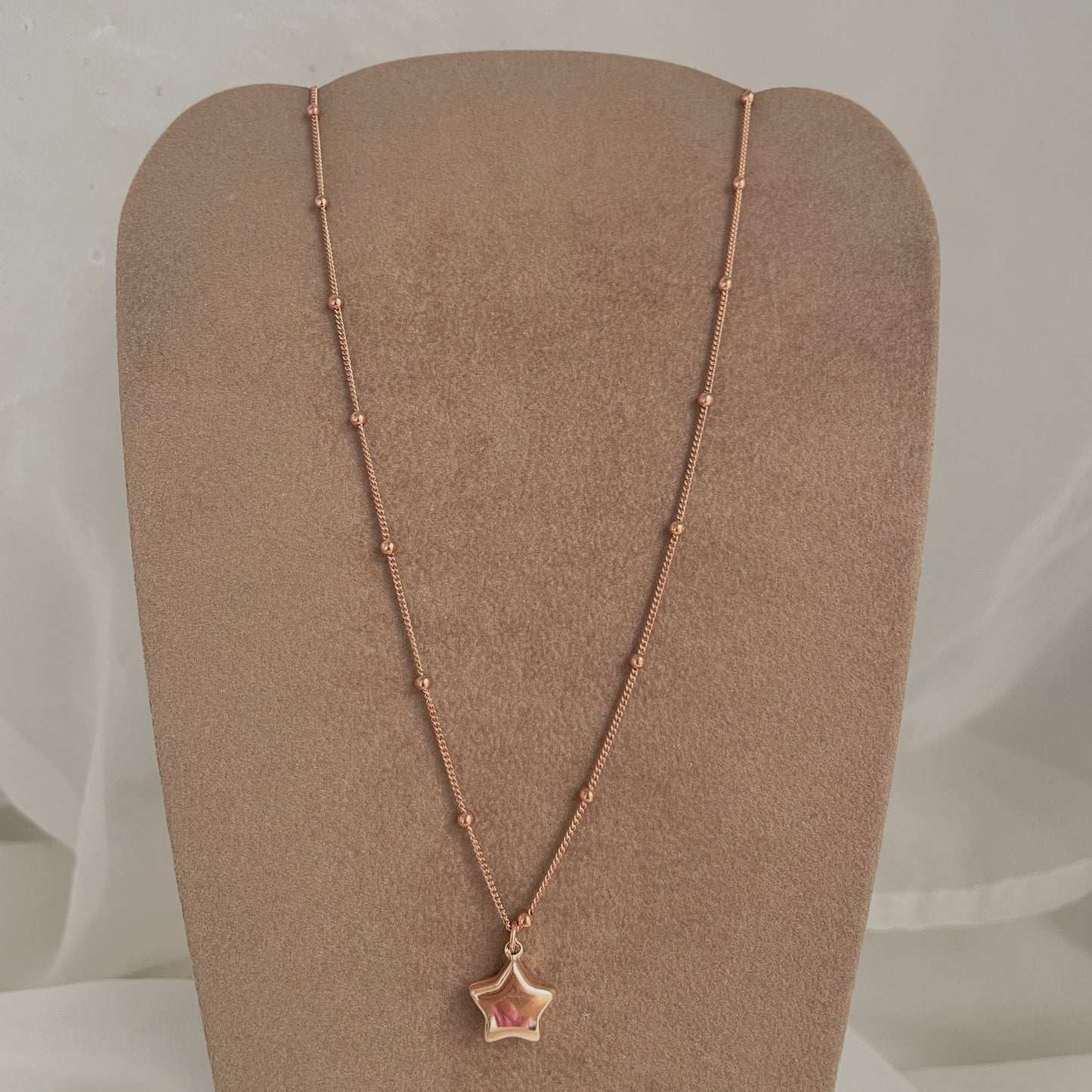 Collana catena rosario cm 40 con stella bombata da 1 cm - pezzo unico