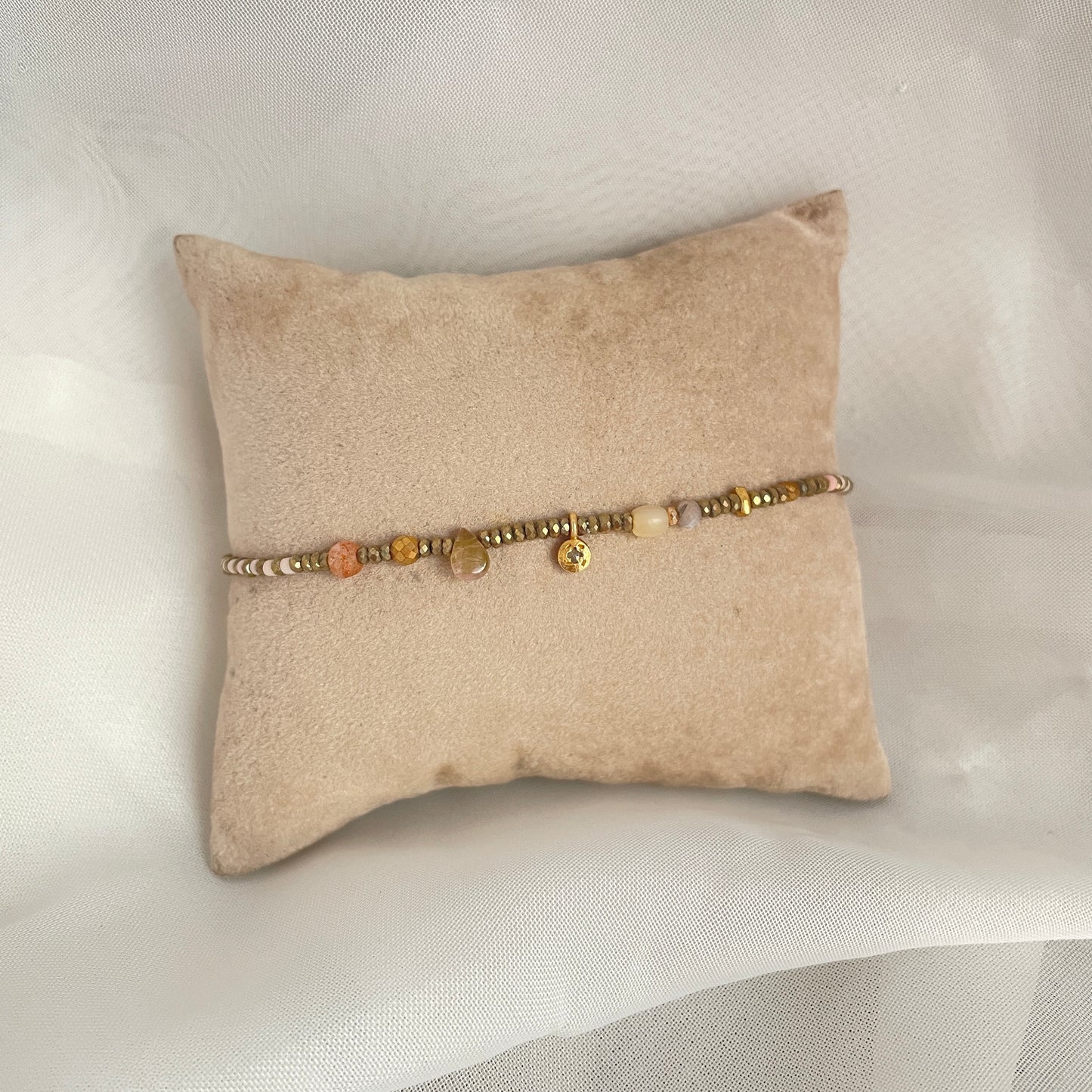 Bracciale Parigi esclusivo in lurex e pietre semi preziose - 0.7cm regolabile - Lumiere Bijoux