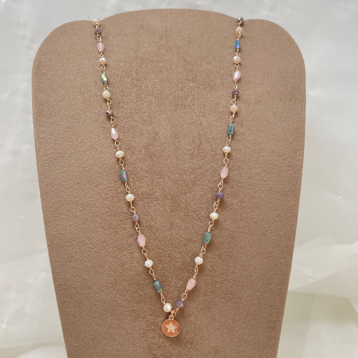 Collana cristalli con pendente di zirconi bianchi cm 40 - pezzi unici - Lumiere Bijoux