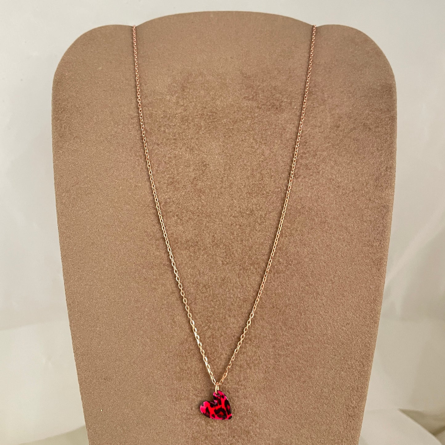 Collana catena forzatina cm 40 cuore da 1 cm zebrato o leopardato - Lumiere Bijoux
