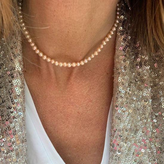 Collana perle tonde rosa da 0,5 mm cm 35 più 5 di allungamento rosè