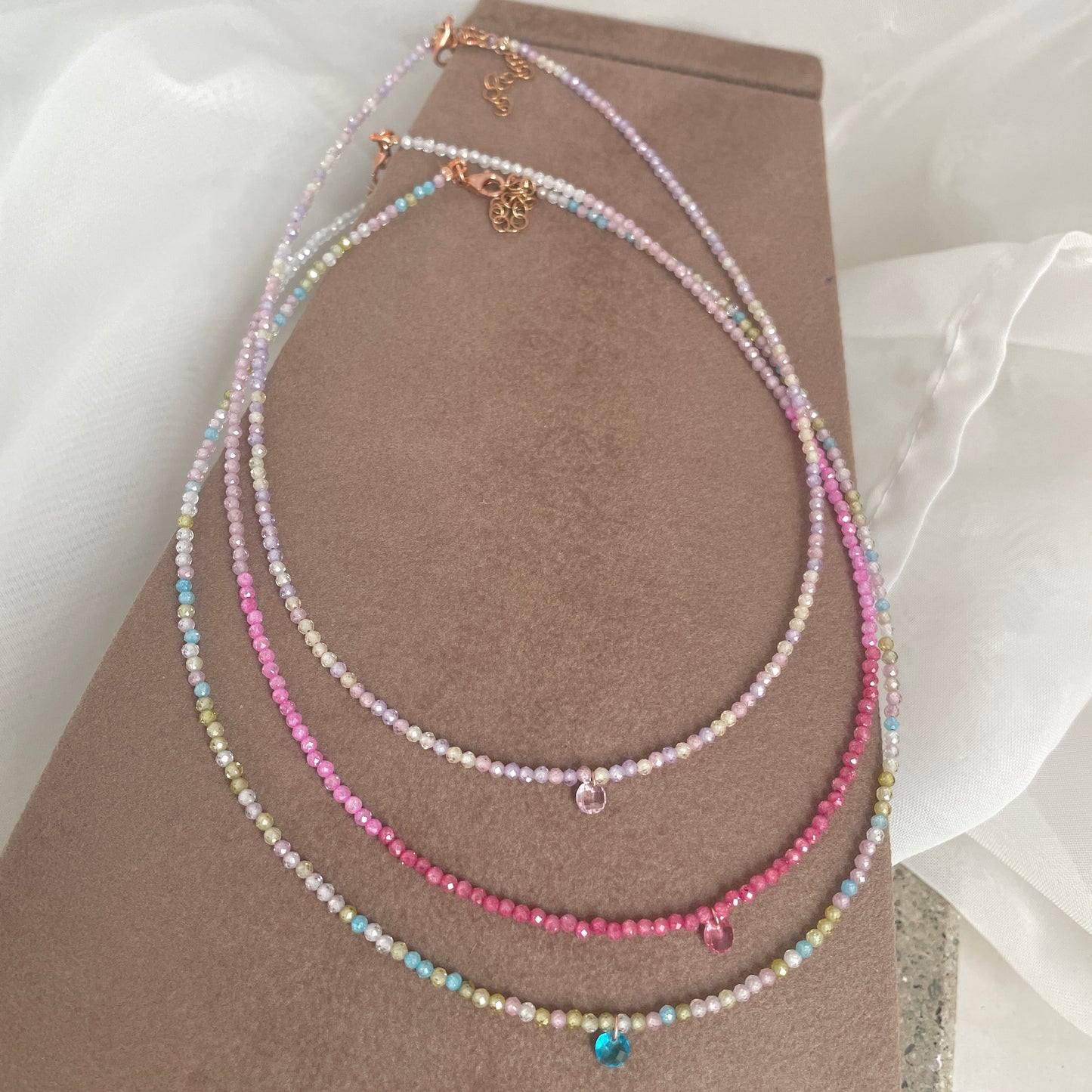 Collane choker Cristalli Multicolore e zircone centrale - 35cm - Lumiere Bijoux