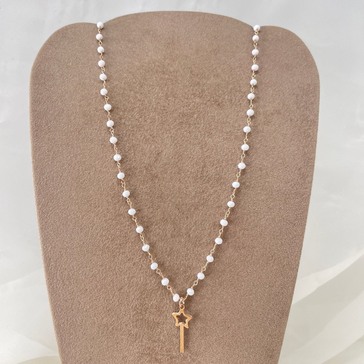 Collana cristalli bianchi cm 40 con bacchetta magica - pezzo unico - Lumiere Bijoux