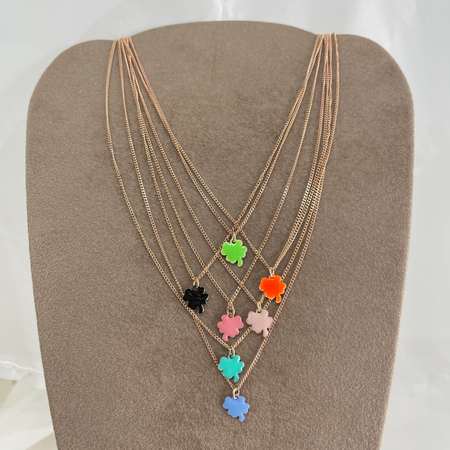 Collana choker grumette quadrifoglio da 0,7 mm smaltato cm 35 - Lumiere Bijoux