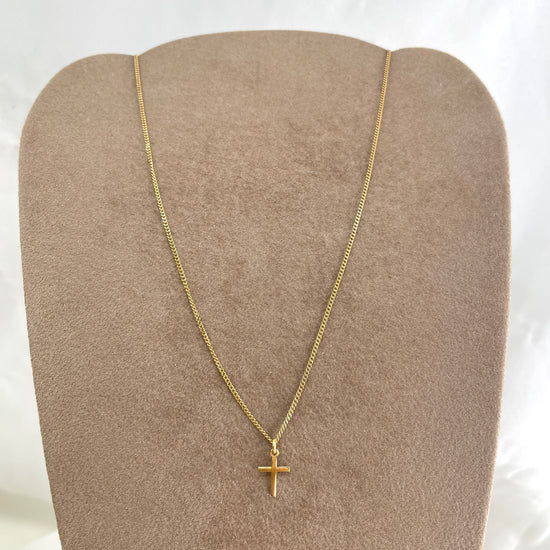 Collana catena grumette cm 35 con micro croce da 1 cm - Lumiere Bijoux