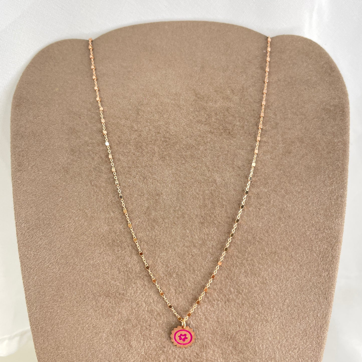 Collana choker dadini con cialdina con cuore smaltato o fiore cm 35 - pezzi unici - Lumiere Bijoux