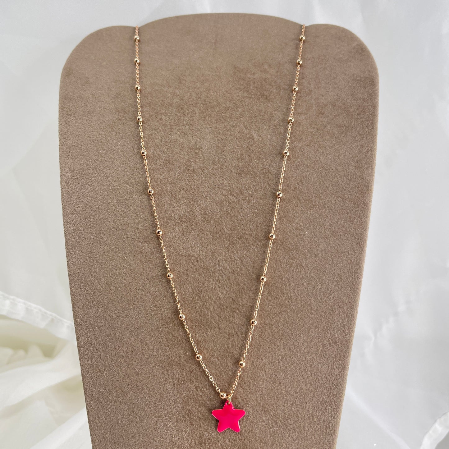 Collana catena rosario con stella da 1.2 mm smaltata cm 50 - Lumiere Bijoux