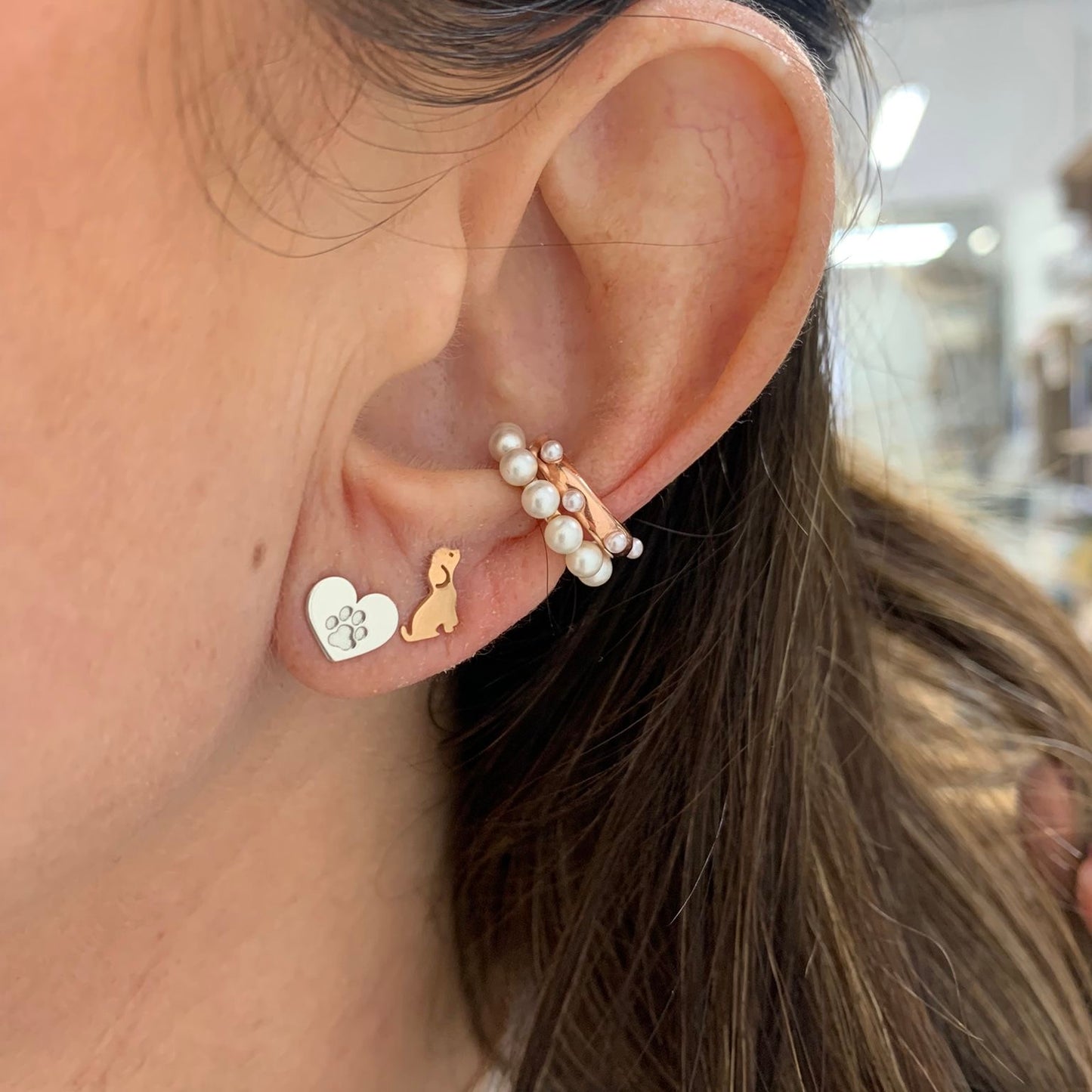 Coppia orecchini lobo cuore zampetta - Lumiere Bijoux