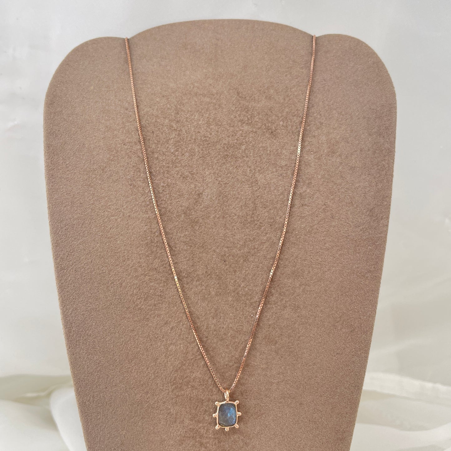 Collana catena veneziana cm 40 con pietra di Parigi rettangolare - Lumiere Bijoux