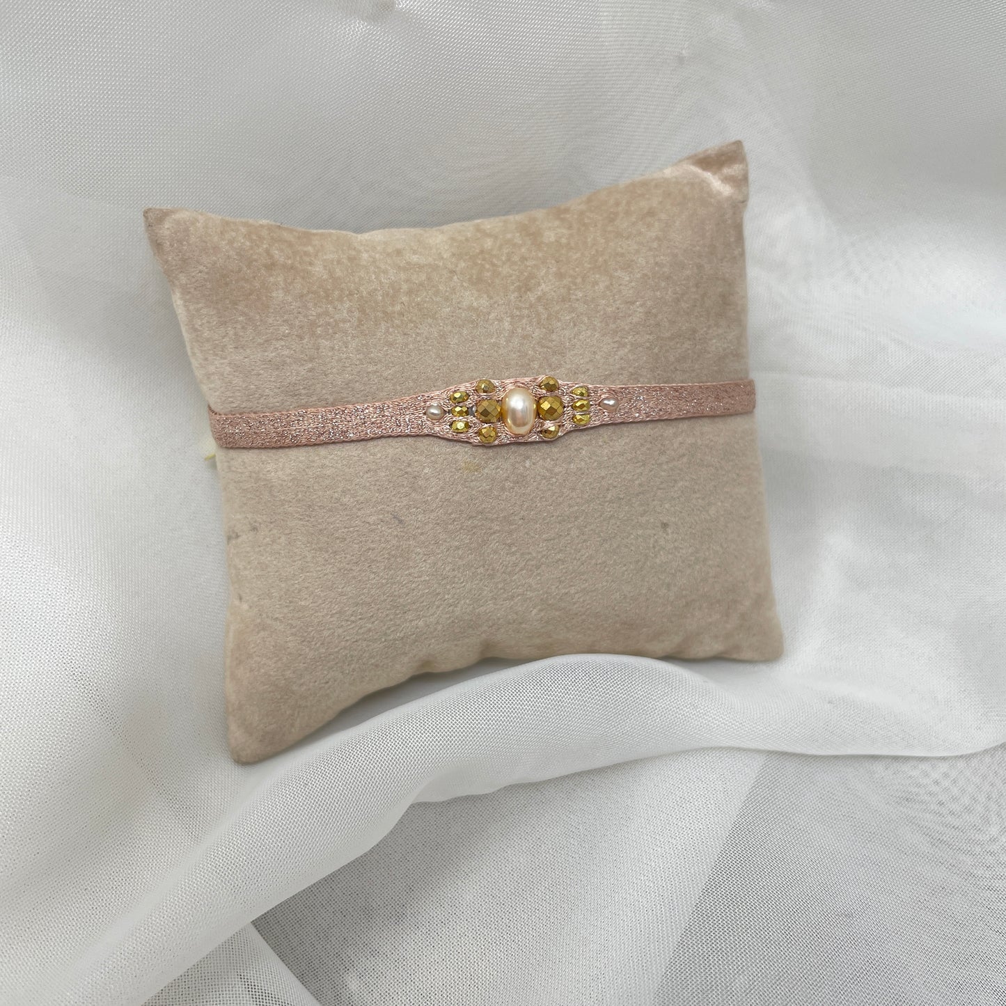 Bracciale Parigi ISLA esclusivo in lurex e pietre semi preziose - 0.7cm regolabile - Lumiere Bijoux