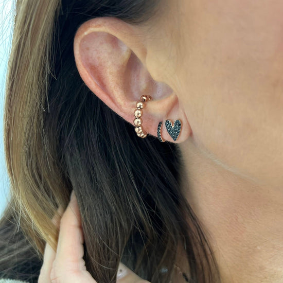 Coppia orecchini a lobo cuore zirconi neri o bianchi - Lumiere Bijoux