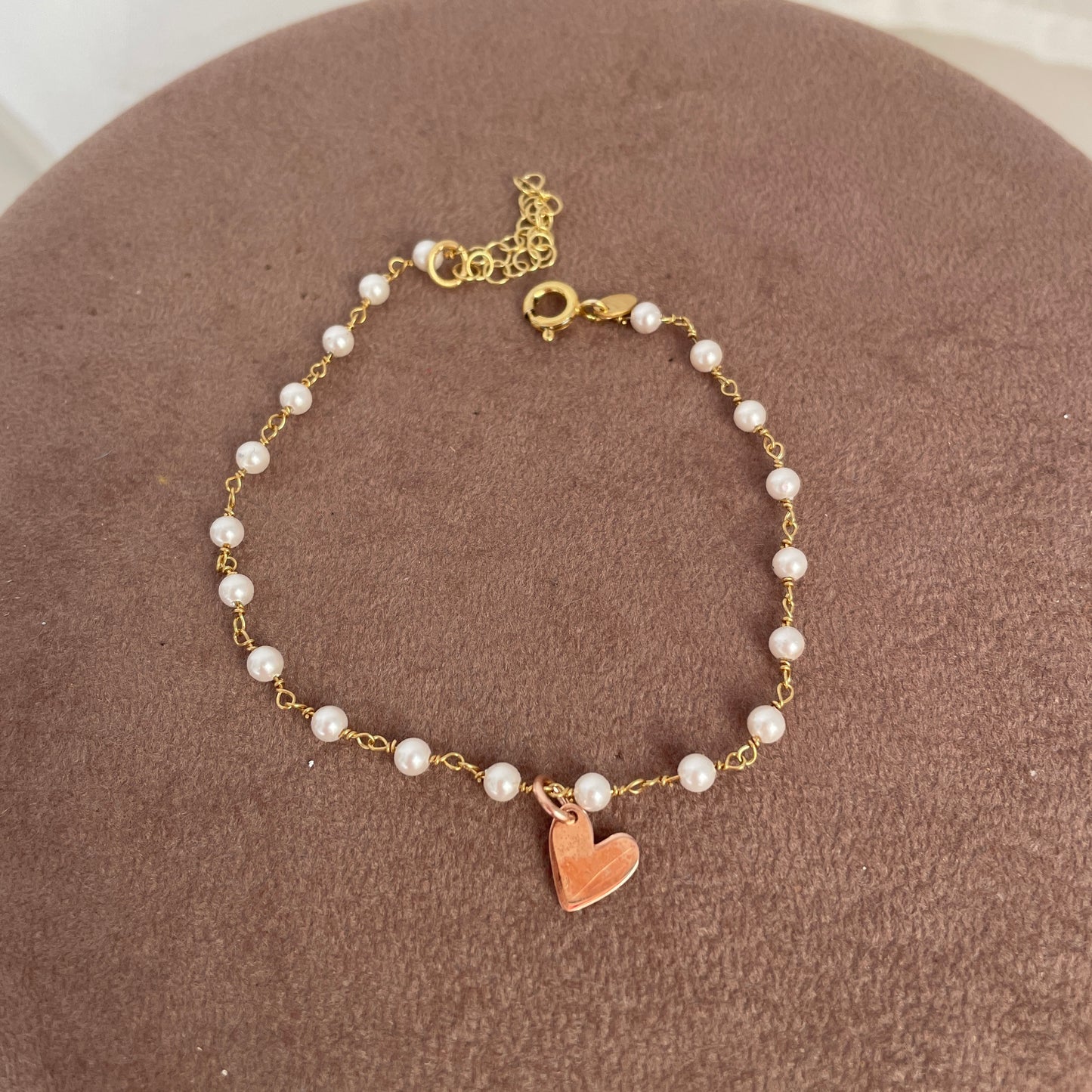 Bracciale perle da 0,3 mm con cuore sweet da 0,8 mm cm 17