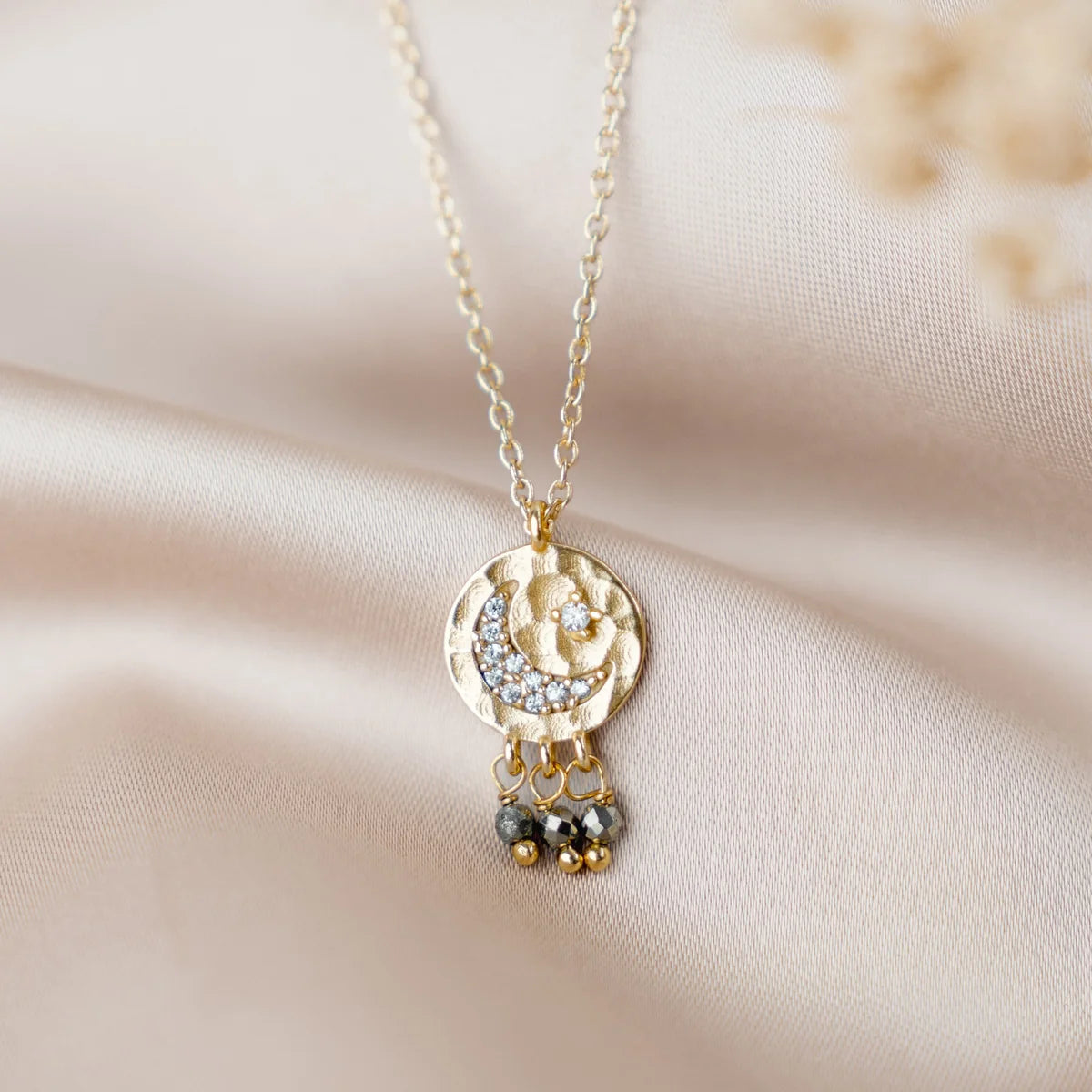 Collana Luna cm 40 con mezzaluna e pirite - Lumiere Bijoux