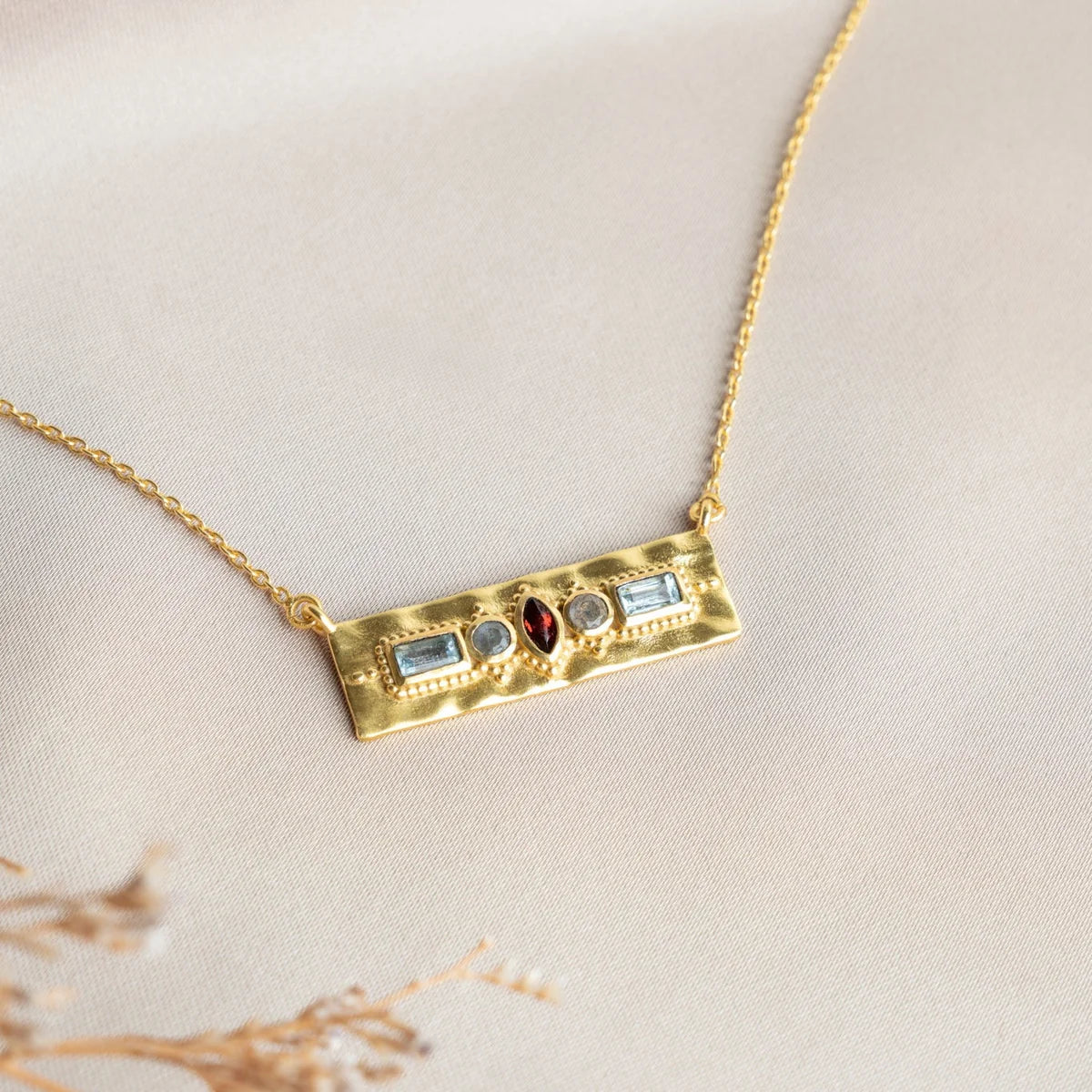 Collana Miski cm 40 con granato labradorite e topazio - Lumiere Bijoux