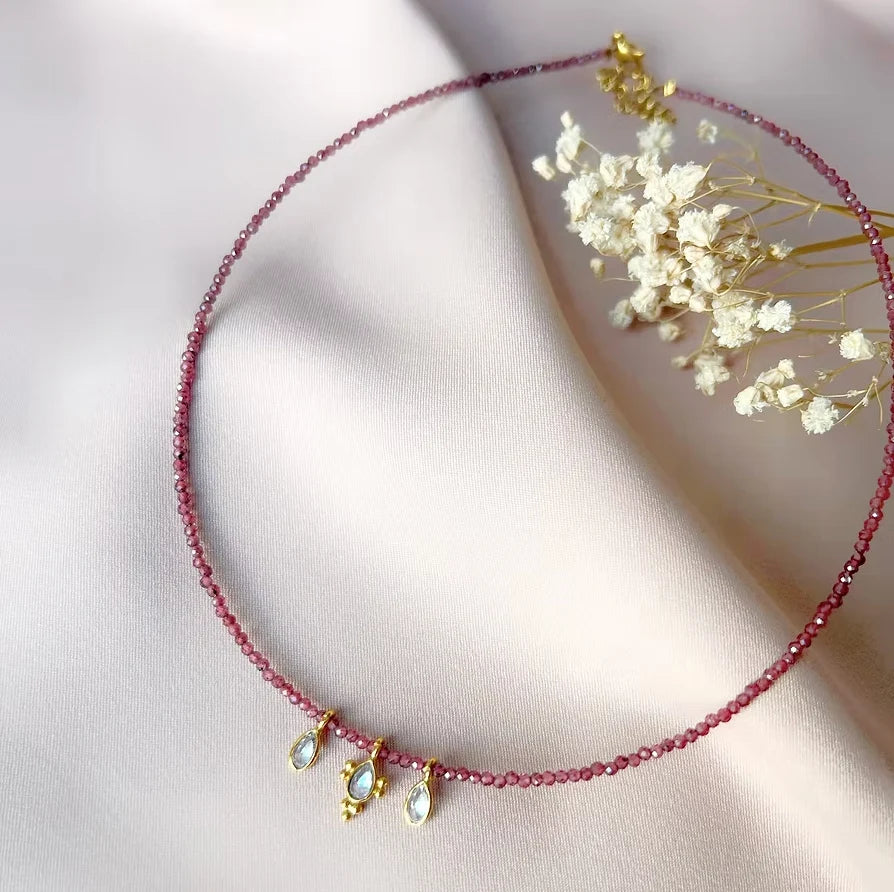 Collana Wild cm36 in perle di granato - Lumiere Bijoux