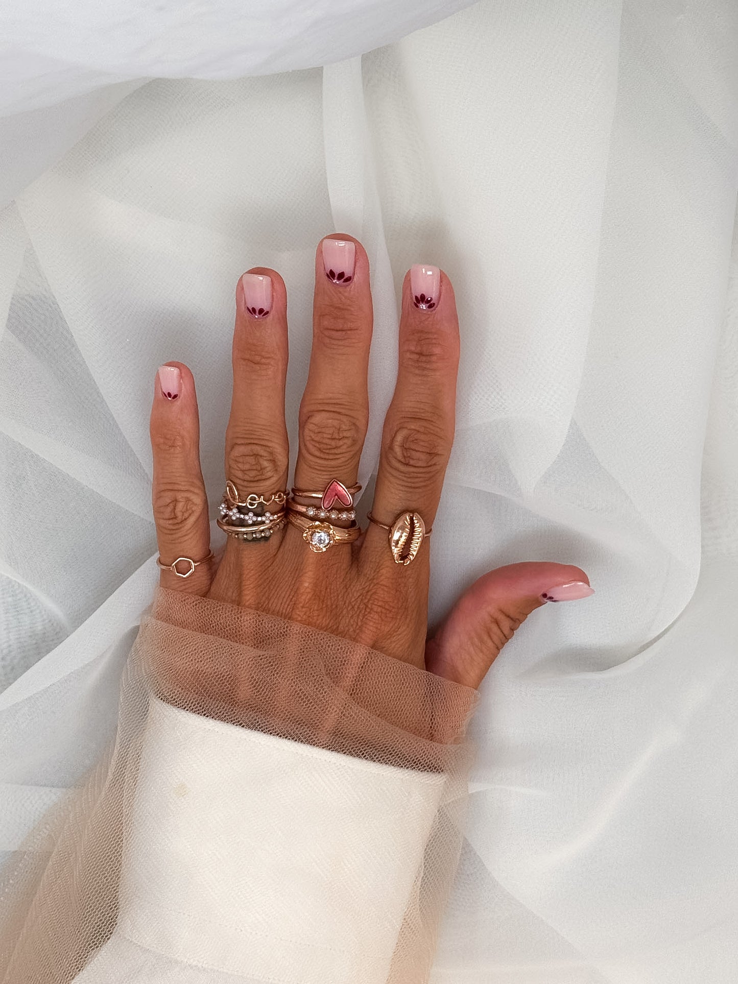 Anello fedina micro margherite di perle misura 14 - pezzo unico - Lumiere Bijoux