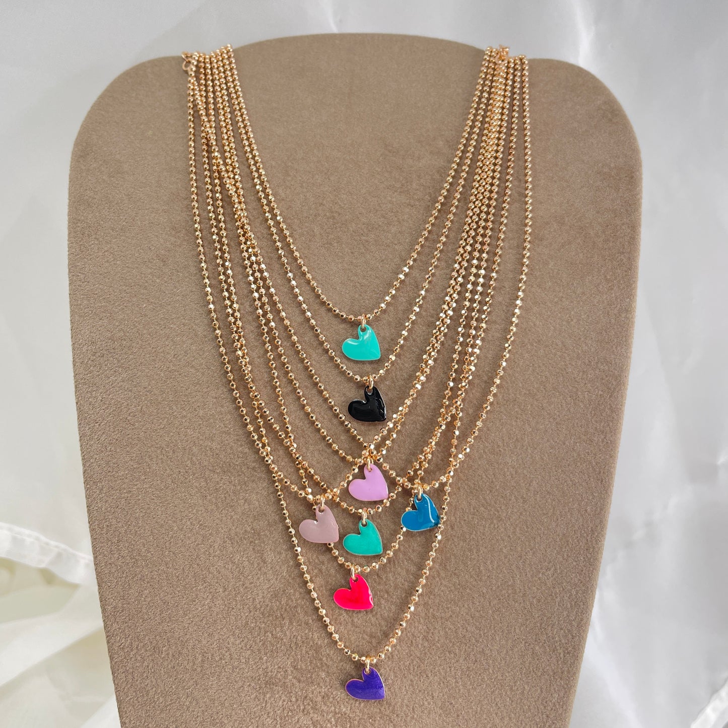 Collana choker militare diamantata cuore sweet da 0,8 mm smaltato cm 35 - Lumiere Bijoux