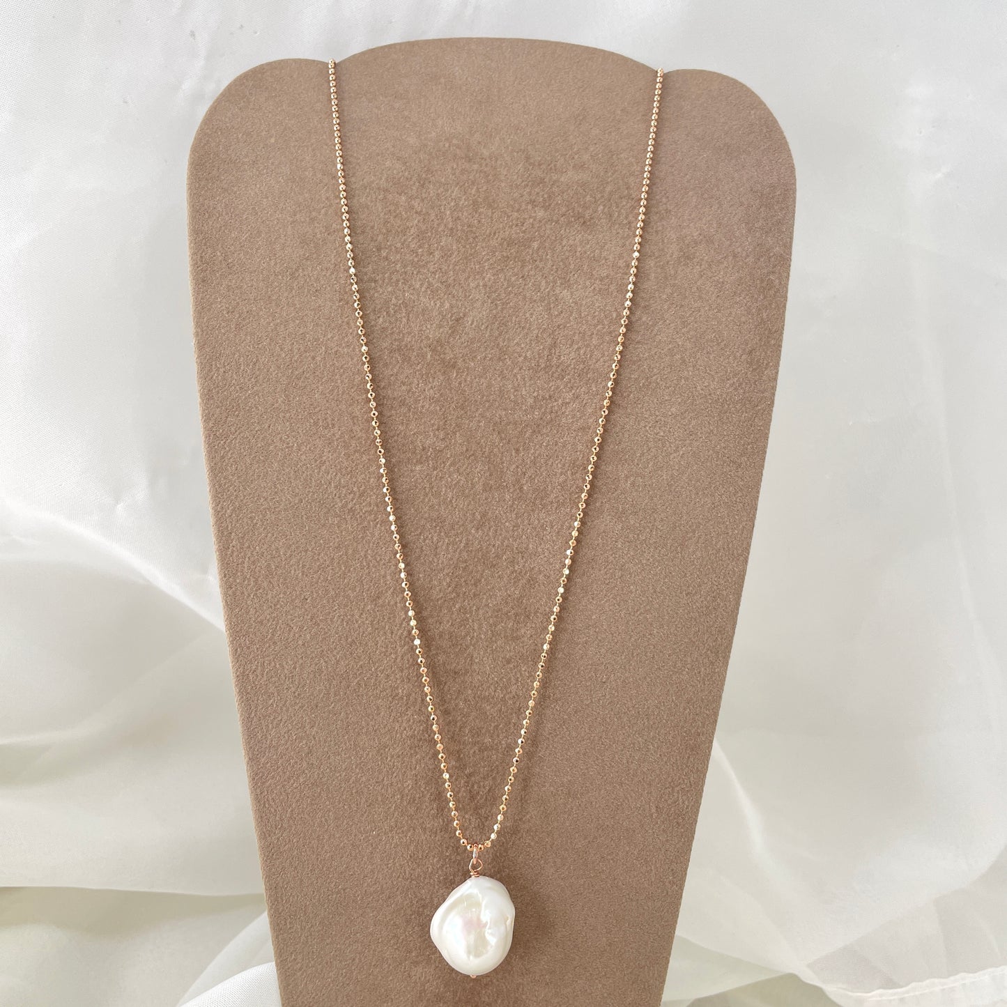 Collana catena cm 50 militare diamantata con perla barocca - Lumiere Bijoux