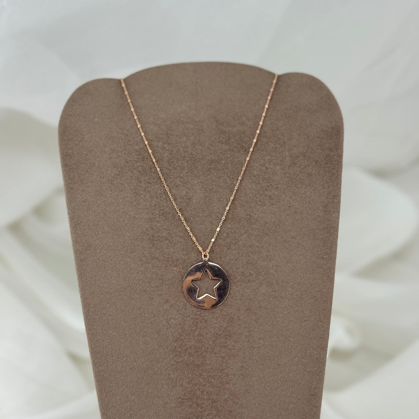 Collana cm 50 catena dadini con targhetta stella da 1.5 cm - Lumiere Bijoux