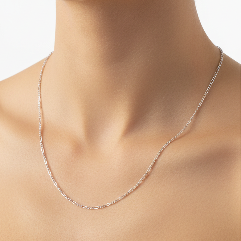 Collana catena grumette fine cm 40 in argento bianco - pezzo unico - Lumiere Bijoux