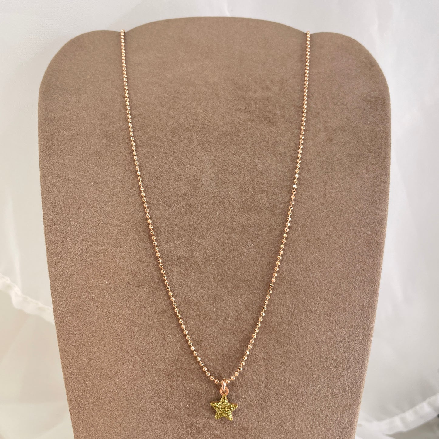 Collana catena militare diamantata con stella o cuore oro glitter cm 40 - Lumiere Bijoux