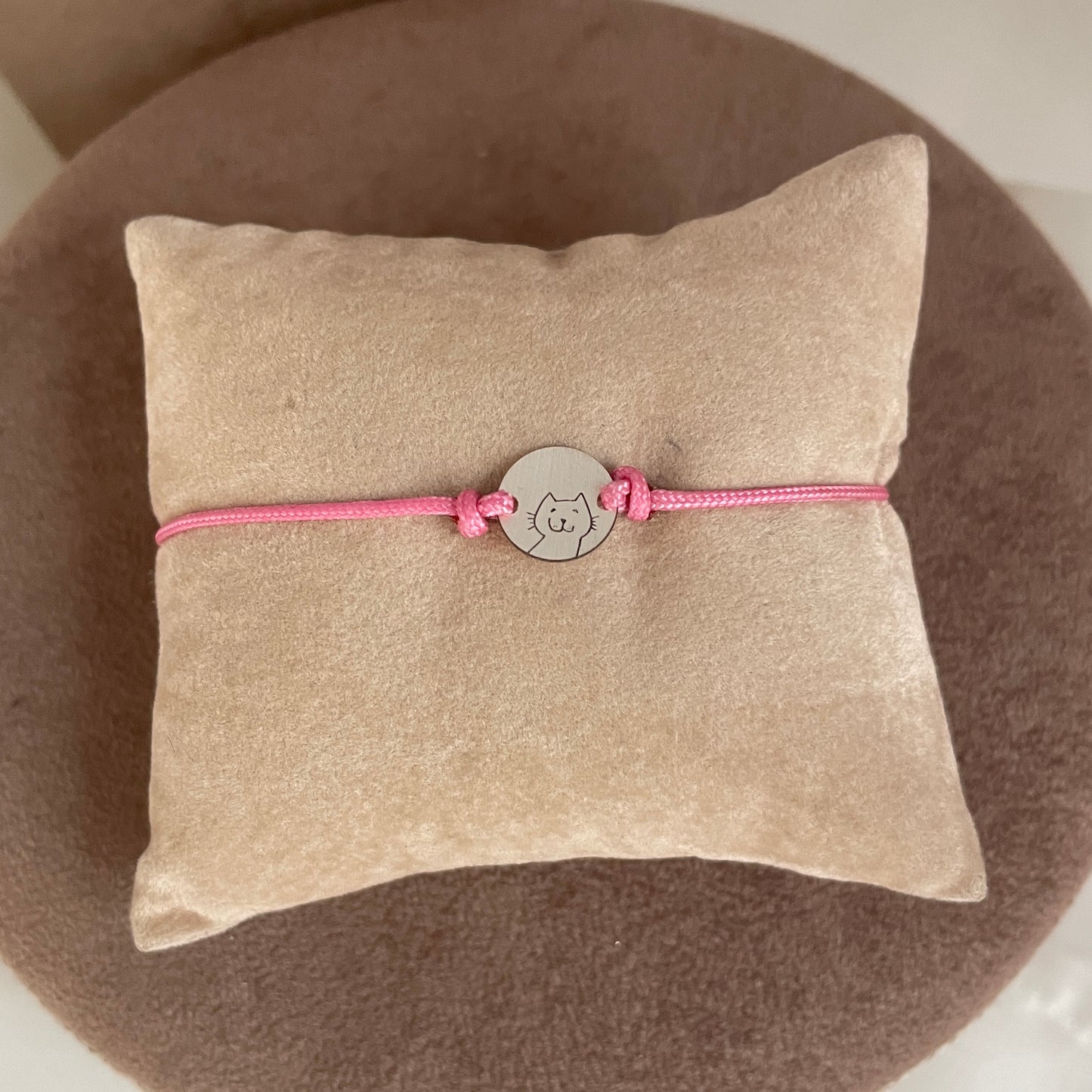 Bracciale cordino regolabile con cialdina con cane o gatto - Lumiere Bijoux