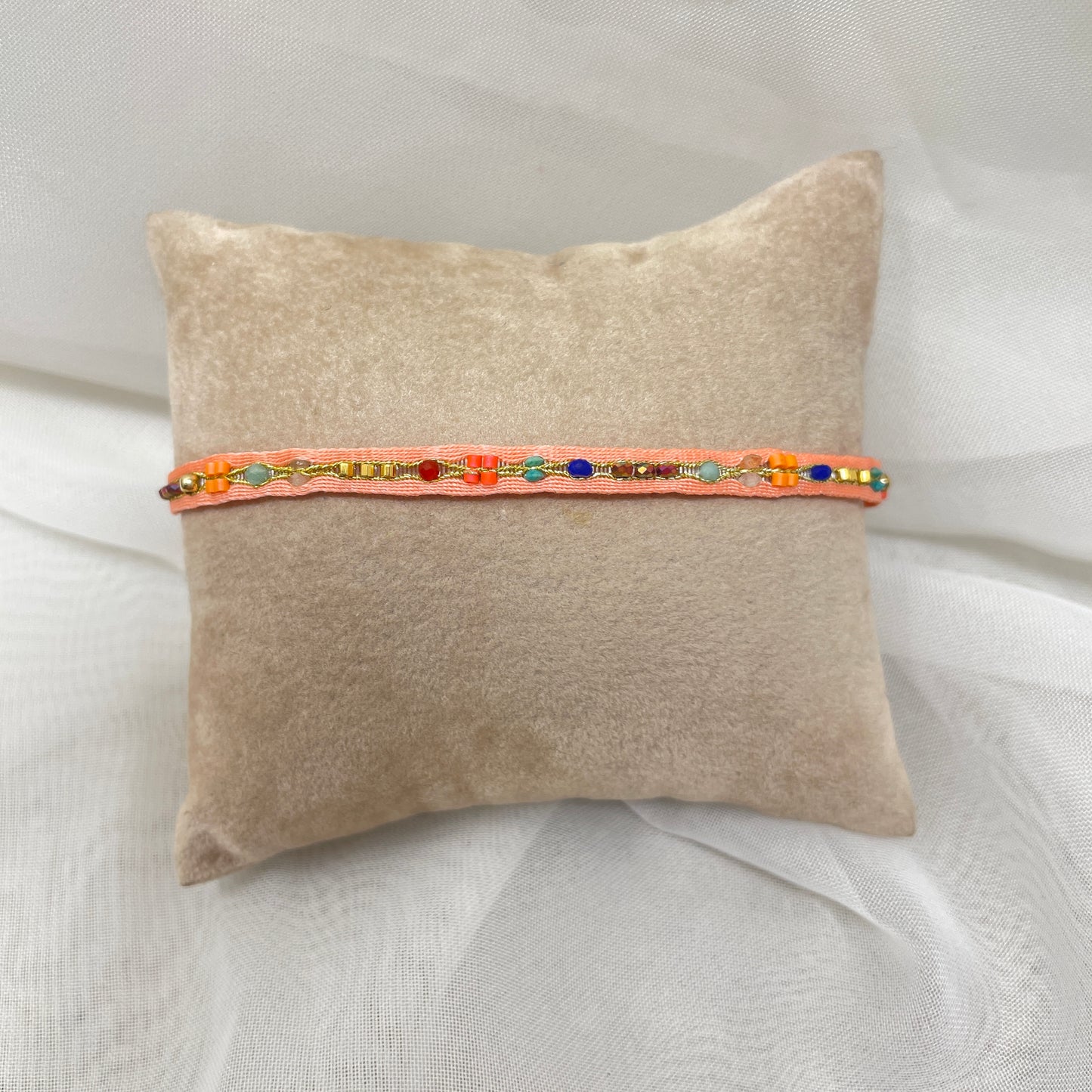 Bracciale Parigi FIESTA esclusivo in lurex e pietre semi preziose - 0.7cm regolabile - Lumiere Bijoux