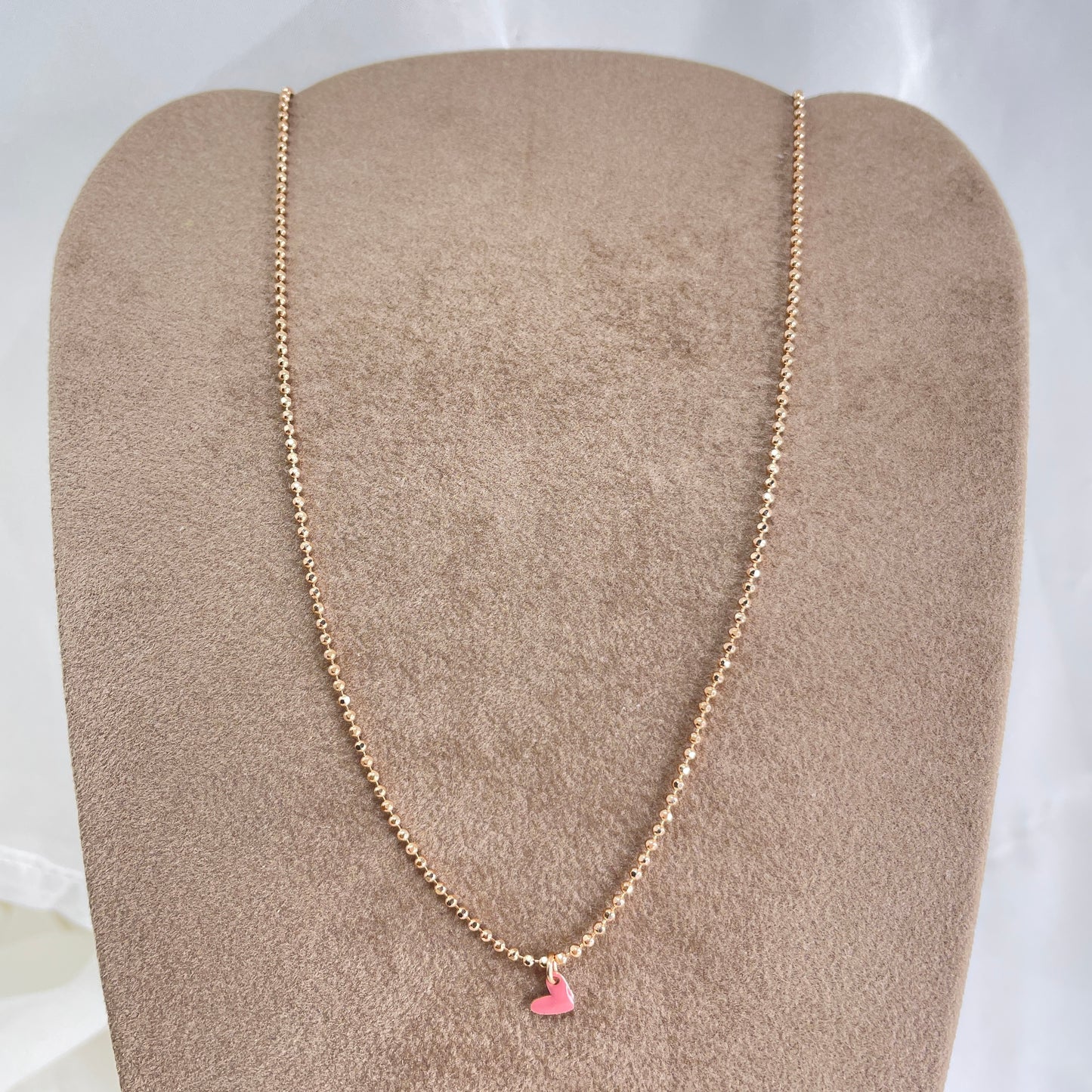 Collana choker militare diamantata micro cuore bacio da 0,5 mm smaltato cm 35 - Lumiere Bijoux