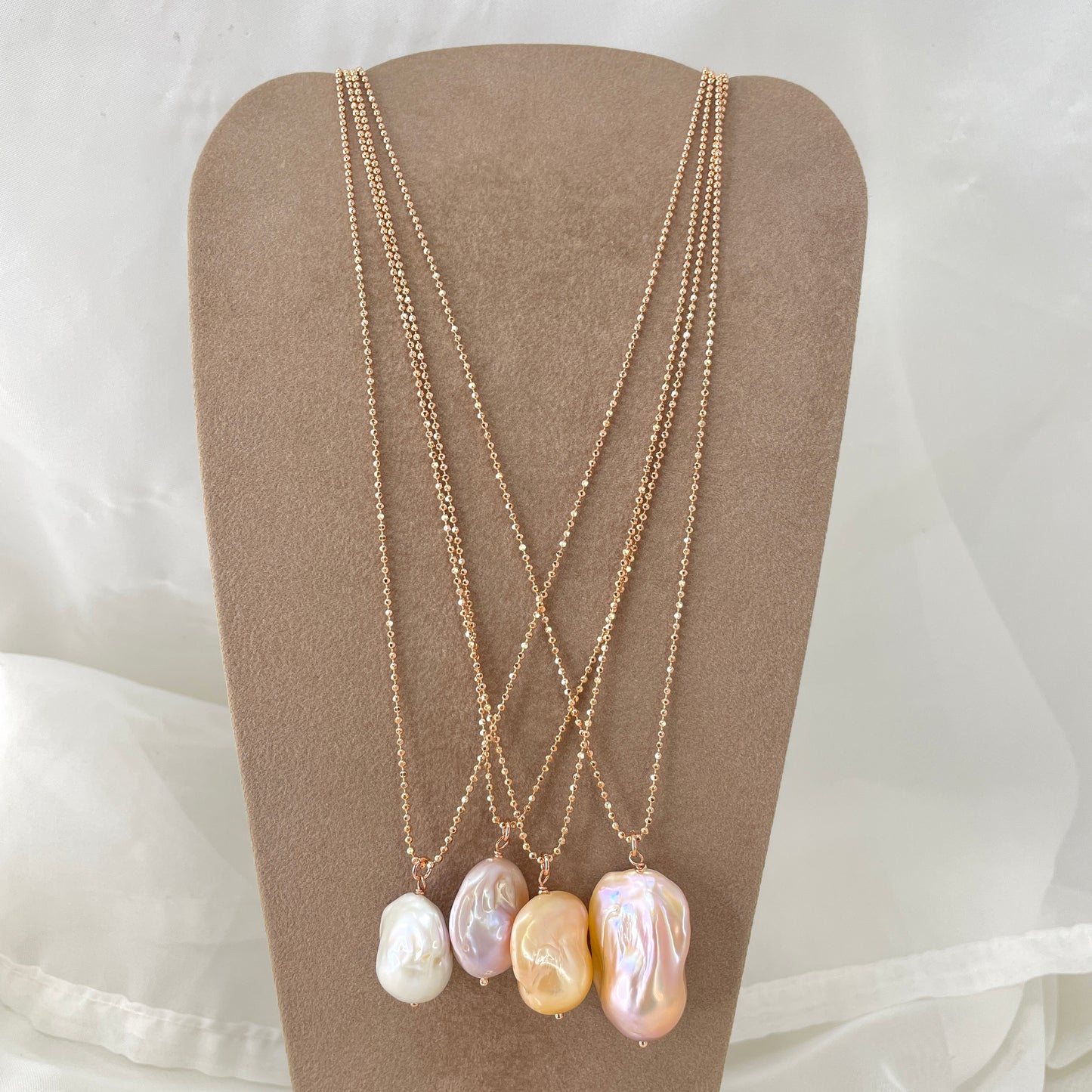 Collana catena cm 50 militare diamantata con perla barocca - Lumiere Bijoux