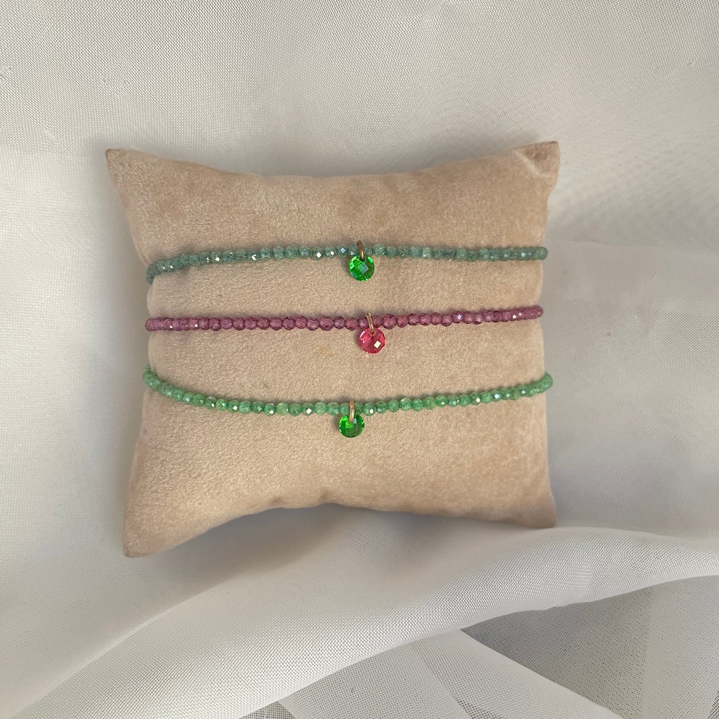 Bracciale cristalli cm 17 con zircone pendente - pezzi unici - Lumiere Bijoux