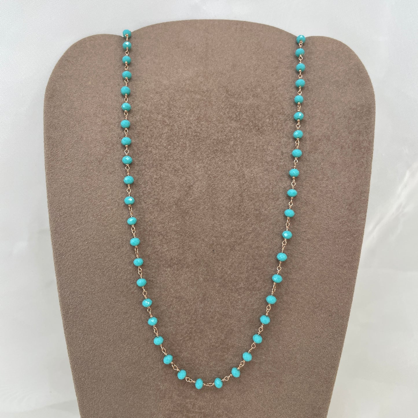 Collana cristalli azzurro acqua marina cm 40 - Lumiere Bijoux