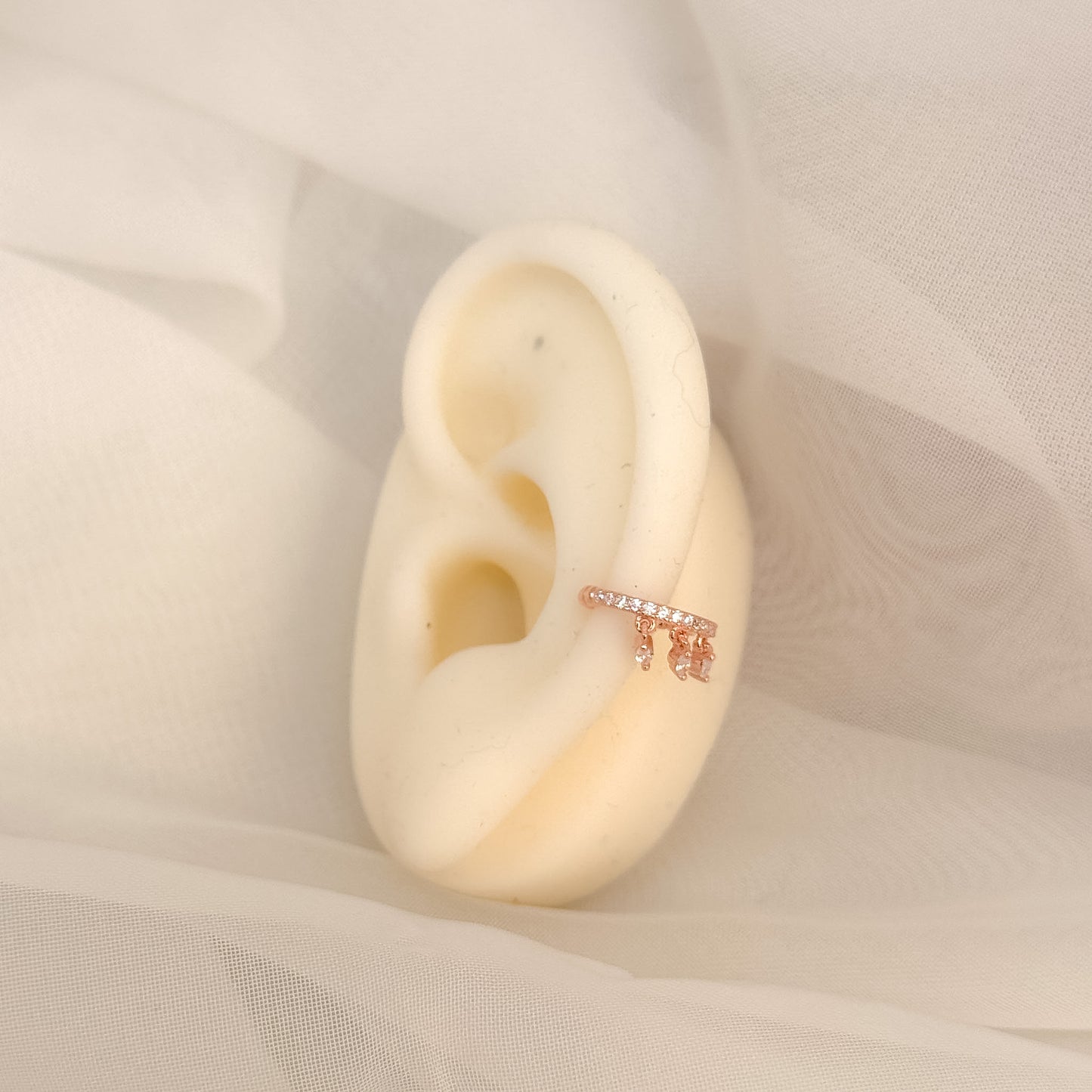 Earcuff zirconi micro gocce pendenti - Lumiere Bijoux