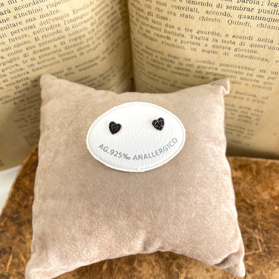 Coppia orecchini a lobo stella o cuore o stella e luna di zirconi neri - Lumiere Bijoux