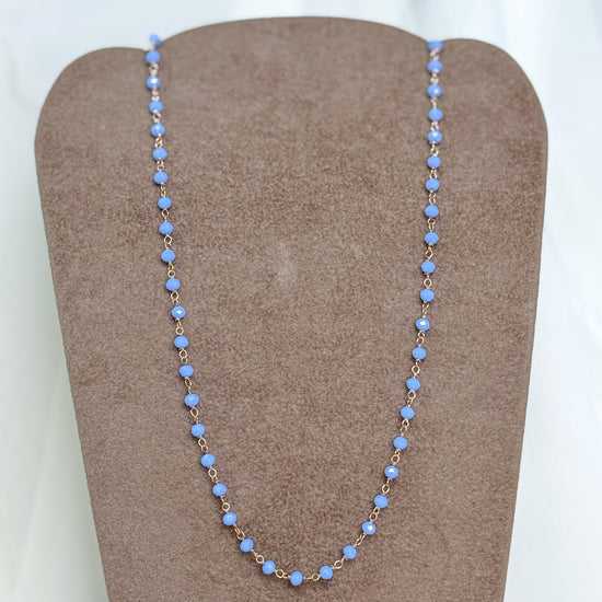 Collana cristalli azzurro polvere cm 40