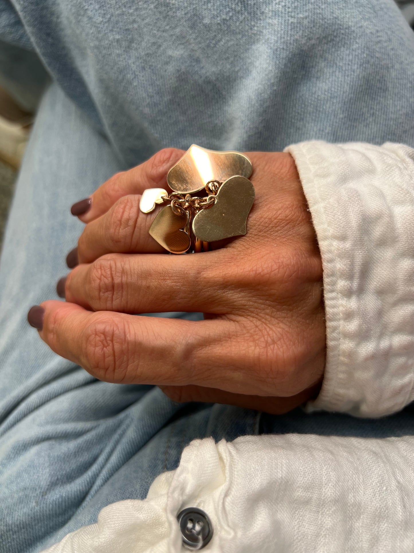 Anello regolabile con cuore pendente da 1,5 cm - PERSONALIZZATO - Lumiere Bijoux