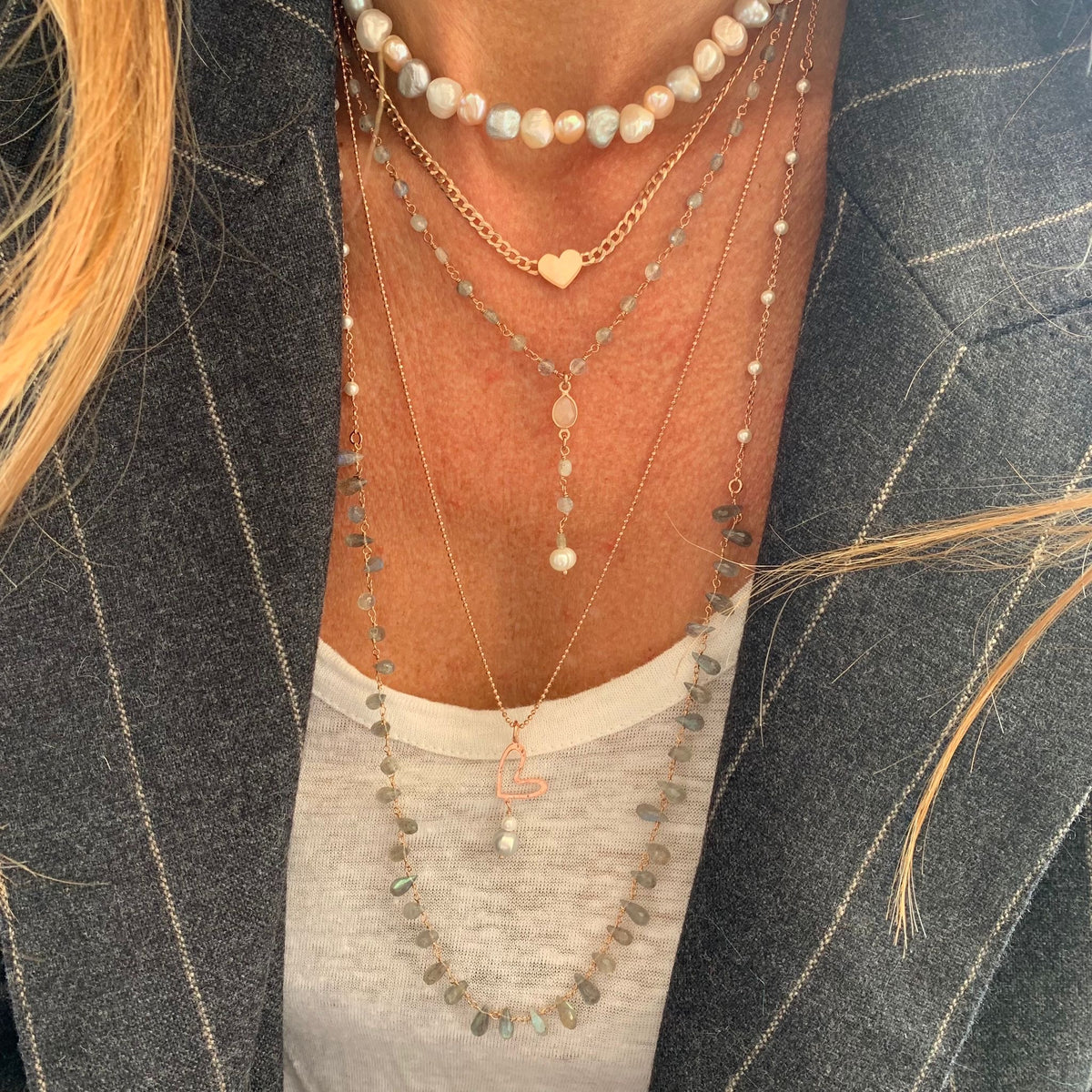 Collana Donna Con Ciondolo Cuore, Fiore E Farfalla – Argento Rosato In Lega Di Zinco – Gioiello Romantico Regalo Per Mamma, Moglie, Fidanzata