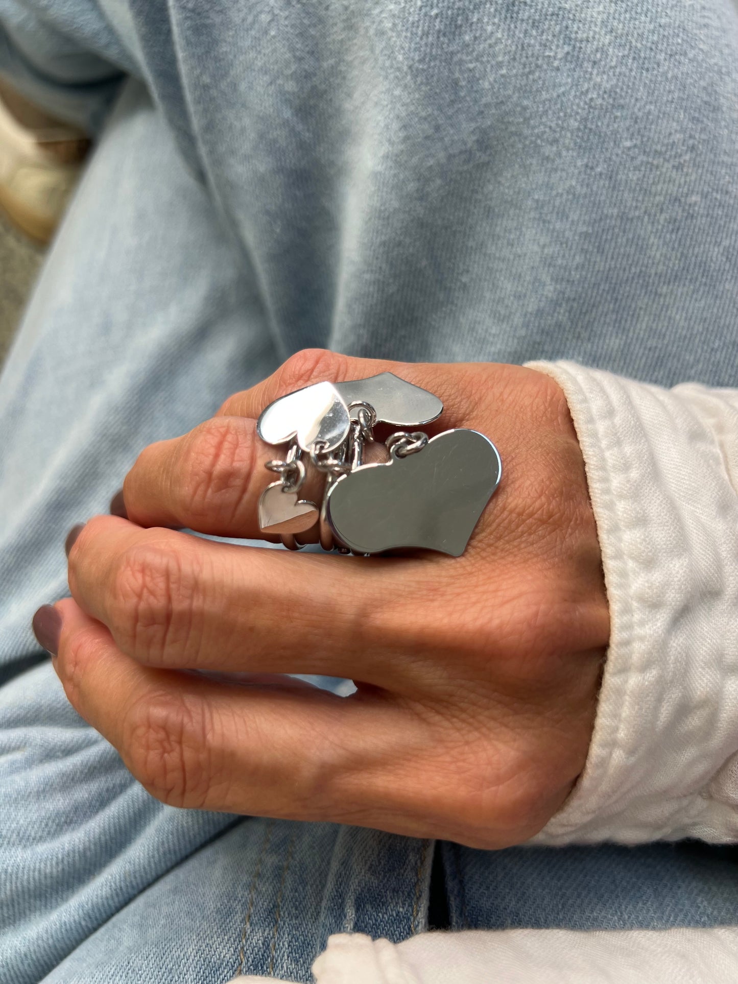 Anello regolabile con cuore pendente da 1,5 cm - PERSONALIZZATO - Lumiere Bijoux