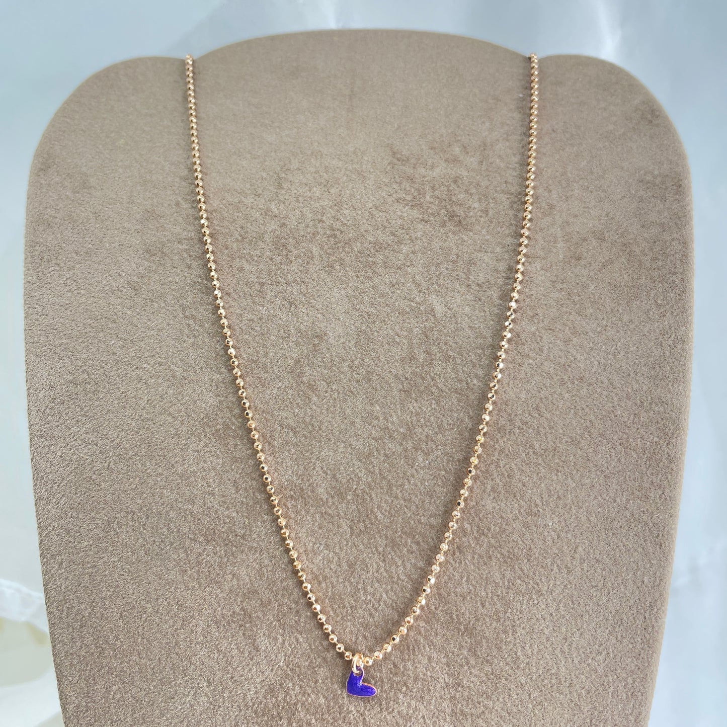 Collana choker militare diamantata micro cuore bacio da 0,5 mm smaltato cm 35 - Lumiere Bijoux