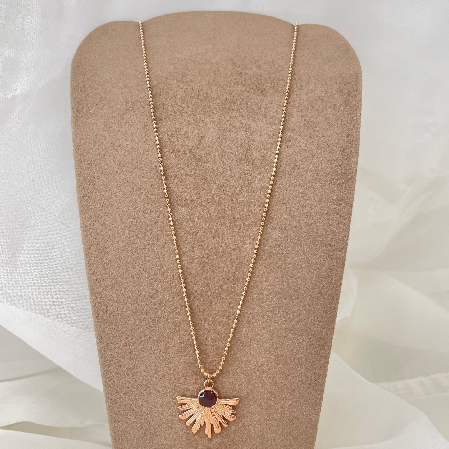 Collana catena rosè cm 60 con ventaglio di luce smaltato - Lumiere Bijoux