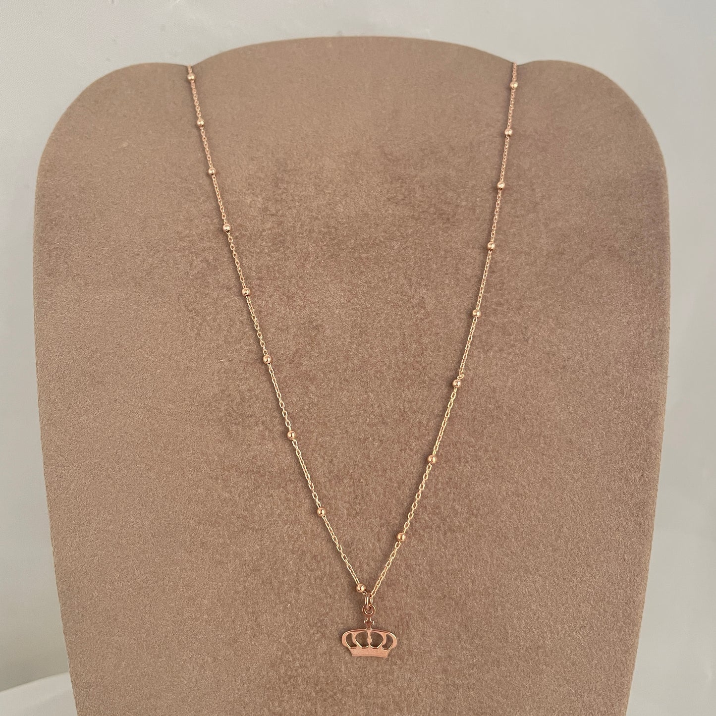 Collana catena micro rosario cm 35 con corona traforata da 1 cm - pezzo unico