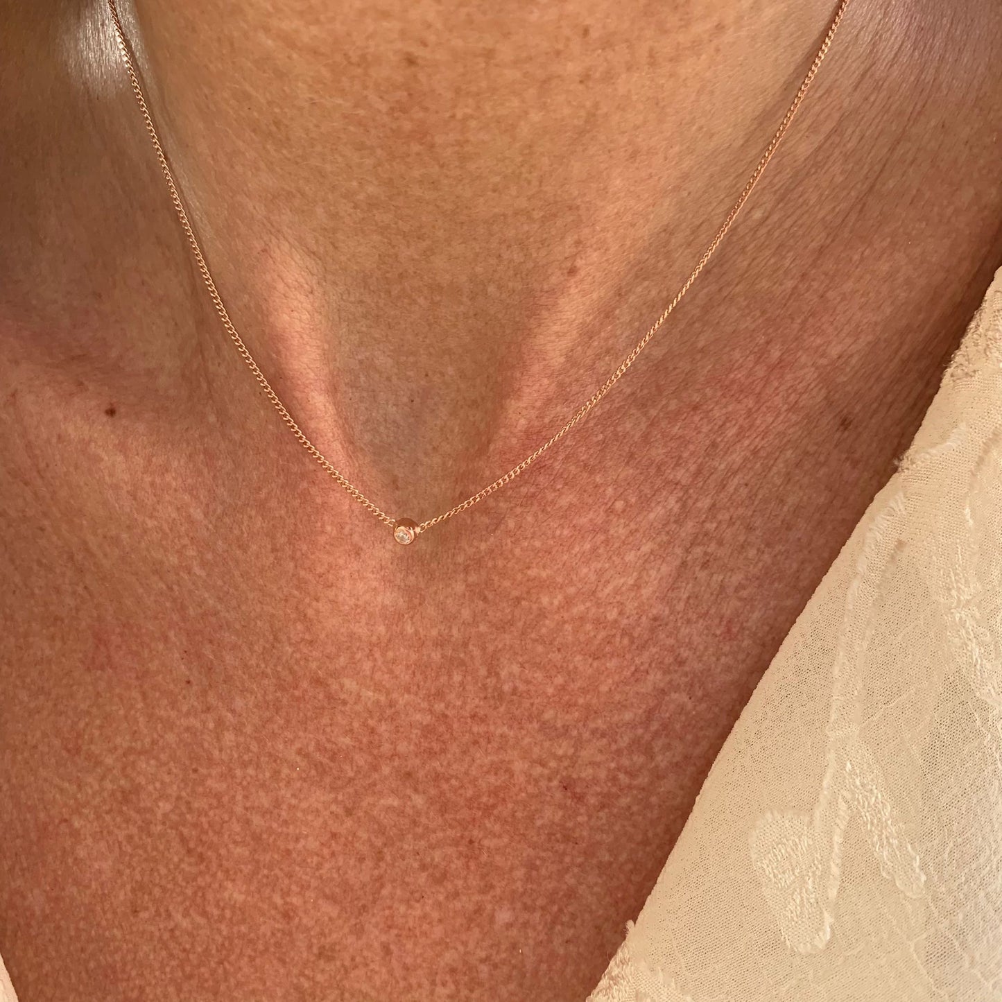 Collana grumette rosè cm 38 con micro punto luce bianco tondo - Lumiere Bijoux