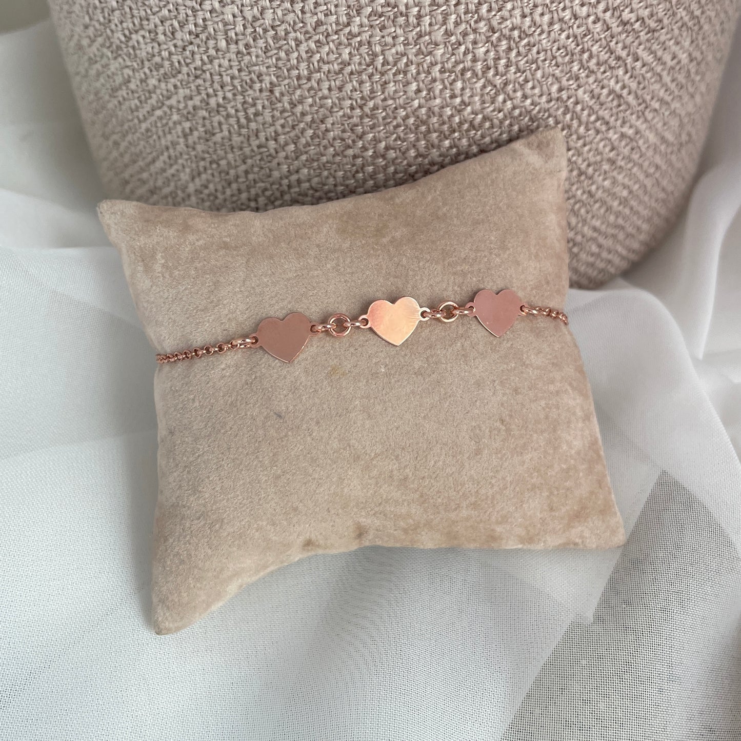 Bracciale tre cuori da 0,8 mm cm 17 - pezzo unico - Lumiere Bijoux