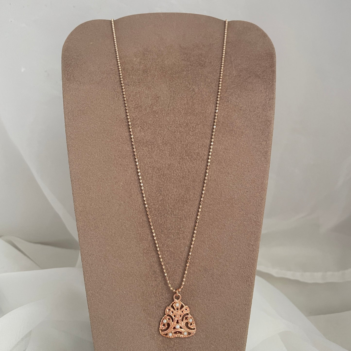 Collana catena militare diamantata cm 45 triangolo vintage da 2 cm con micro perle